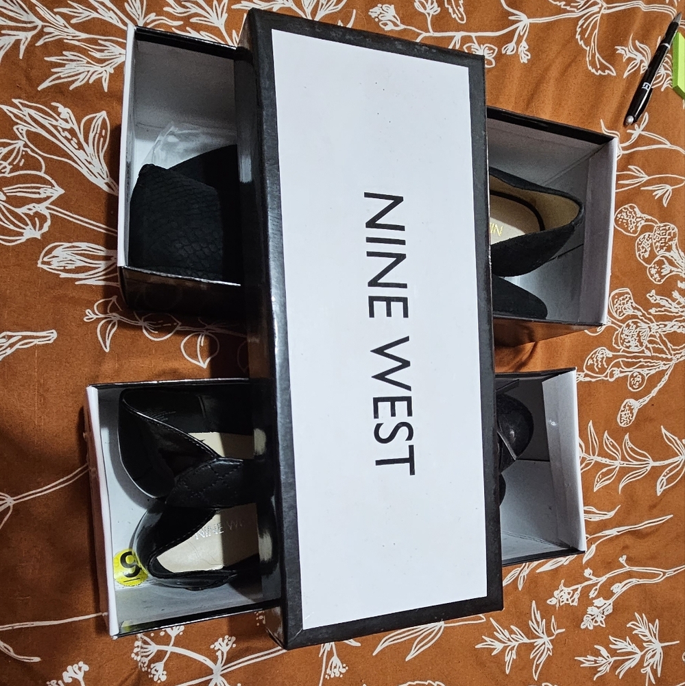 2 pairs of Nine West black flats